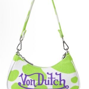 Von Dutch Lime Green and White Shoulder Bag